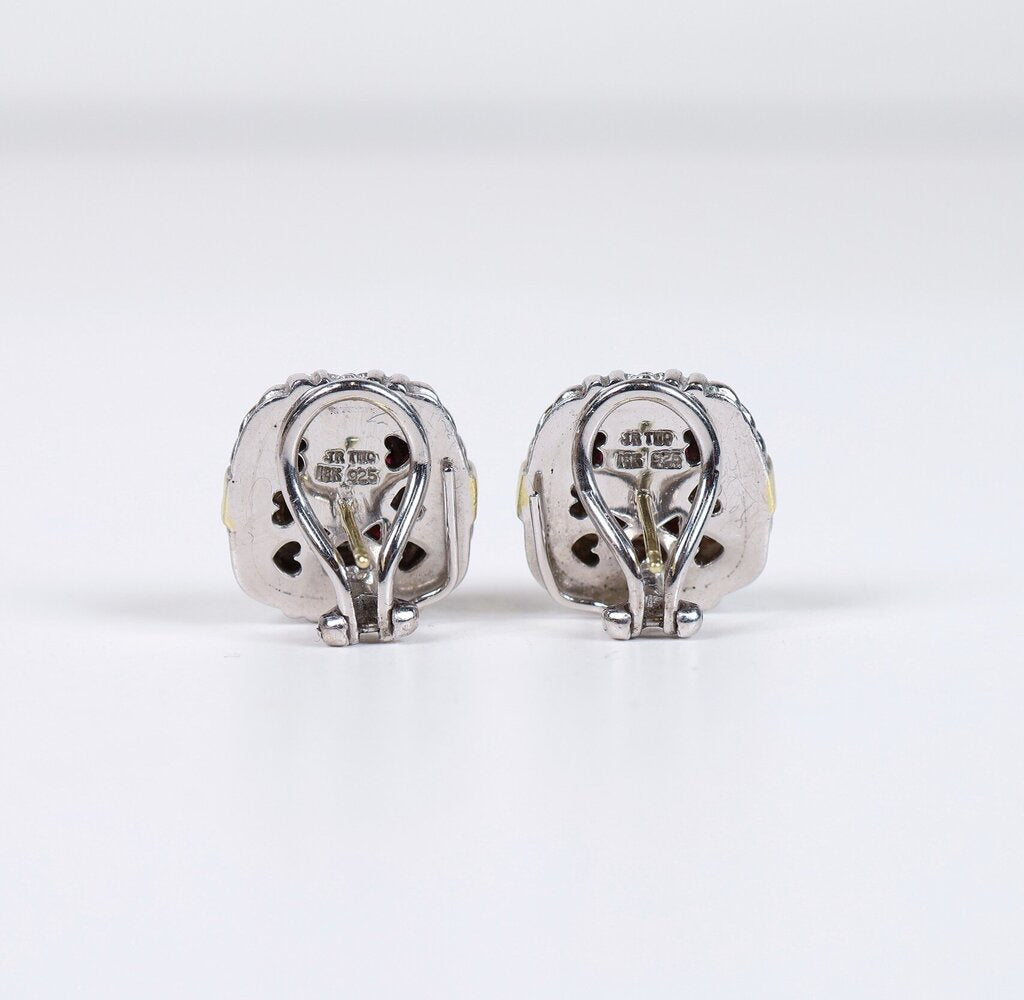 Sterling 18K Gold and Garnet Earrings