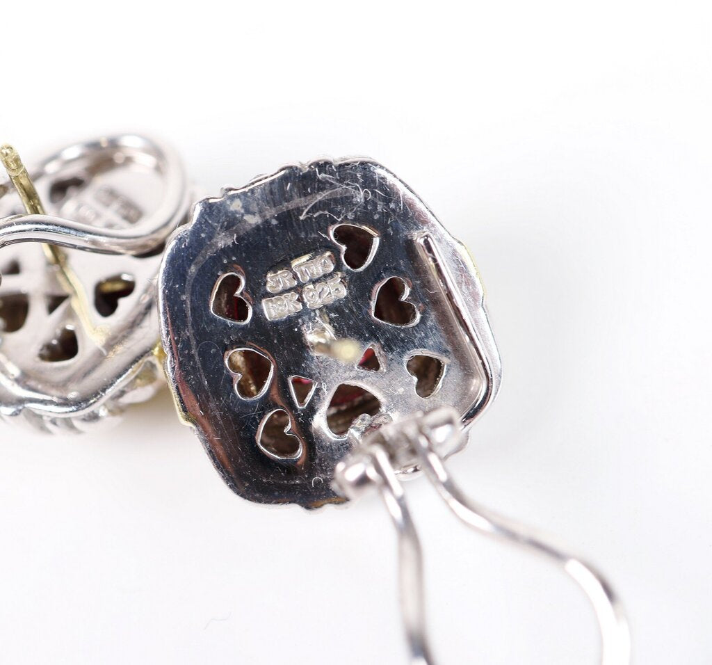Sterling 18K Gold and Garnet Earrings