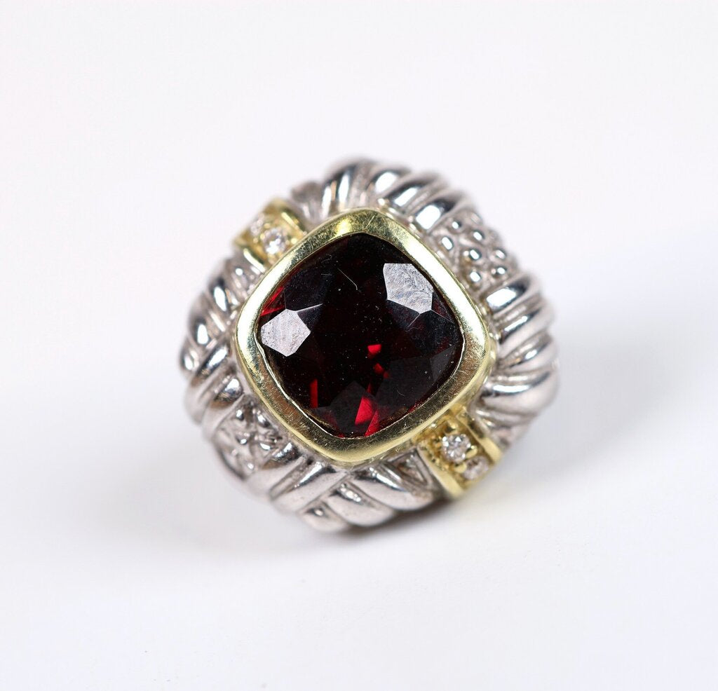 Sterling 18K Gold and Garnet Earrings
