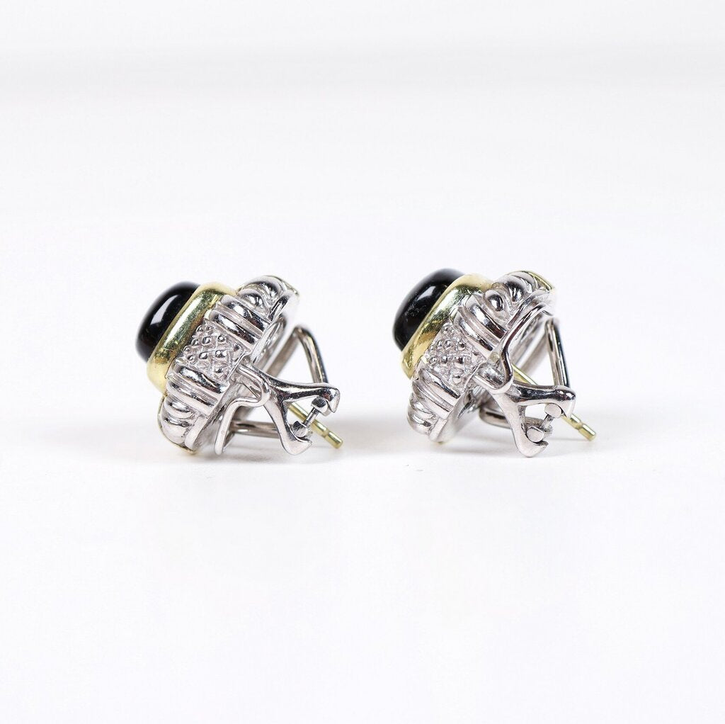 Sterling 18K Gold and Onyx Earrings