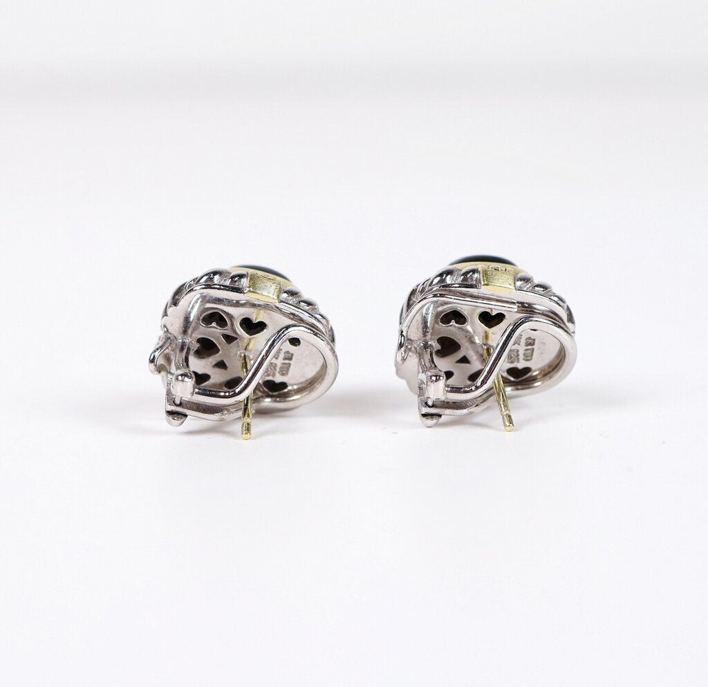 Sterling 18K Gold and Onyx Earrings
