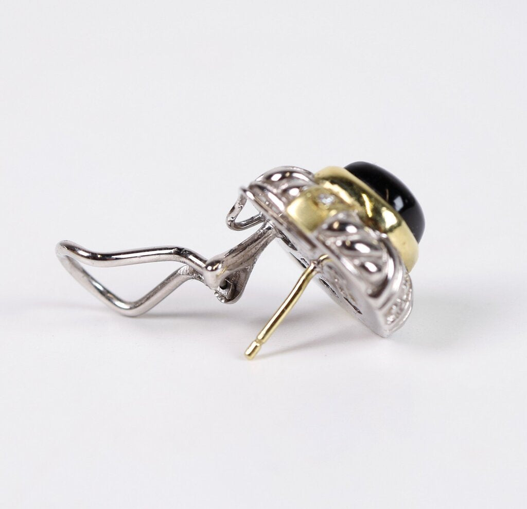 Sterling 18K Gold and Onyx Earrings