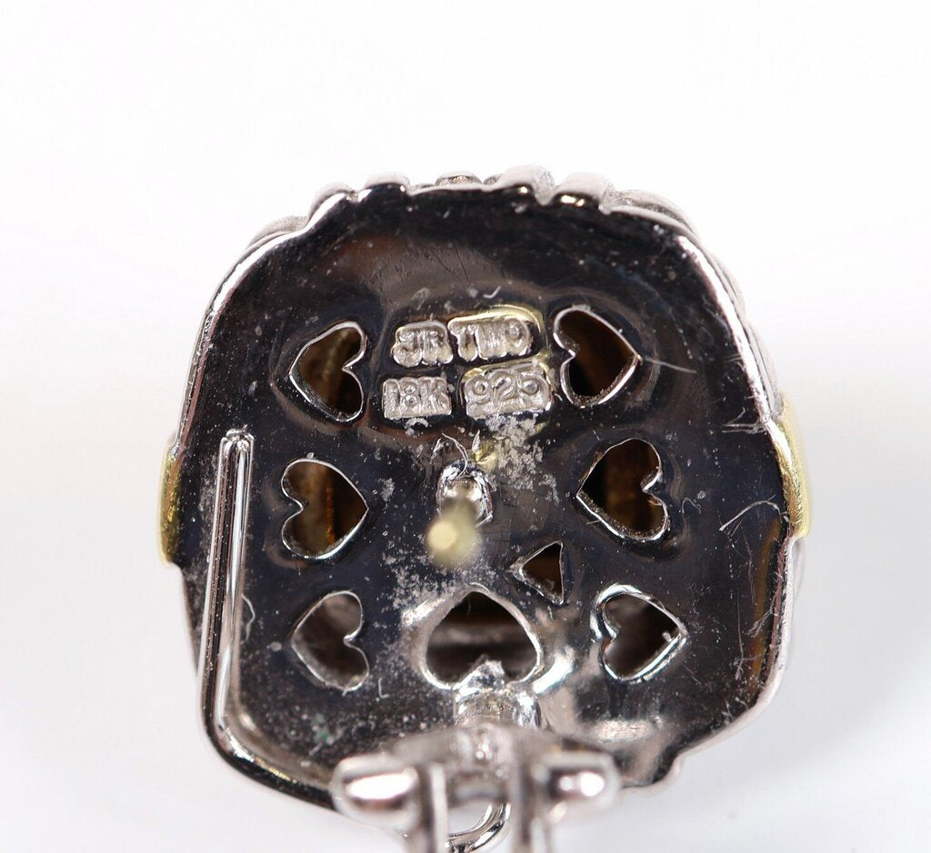 Sterling 18K Gold and Onyx Earrings