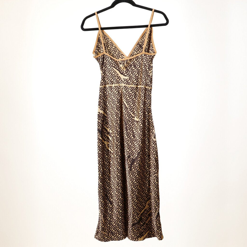 Brown Monogram Silk Slip Dress (S/6)