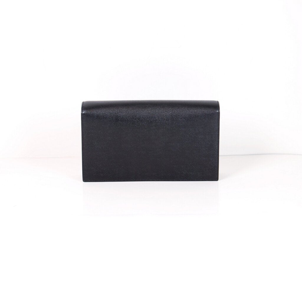 Black Caviar Leather Clutch