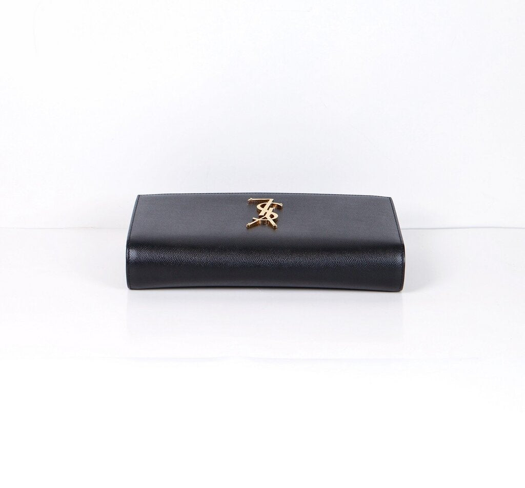 Black Caviar Leather Clutch