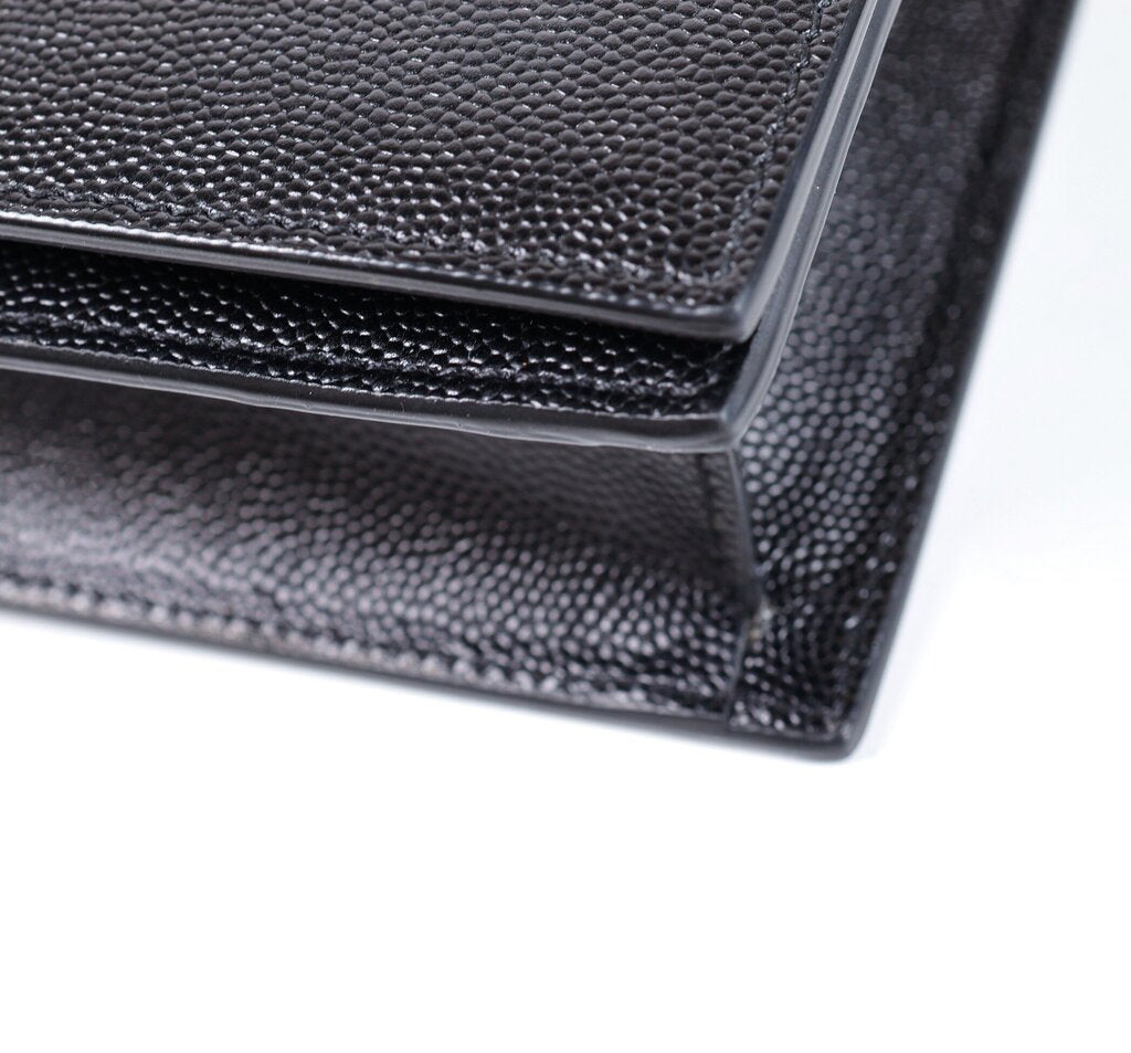Black Caviar Leather Clutch
