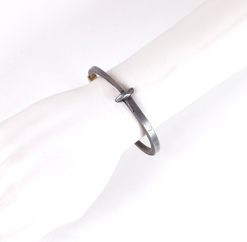 Iron Diamond and Gold Plain Nail Bracelet