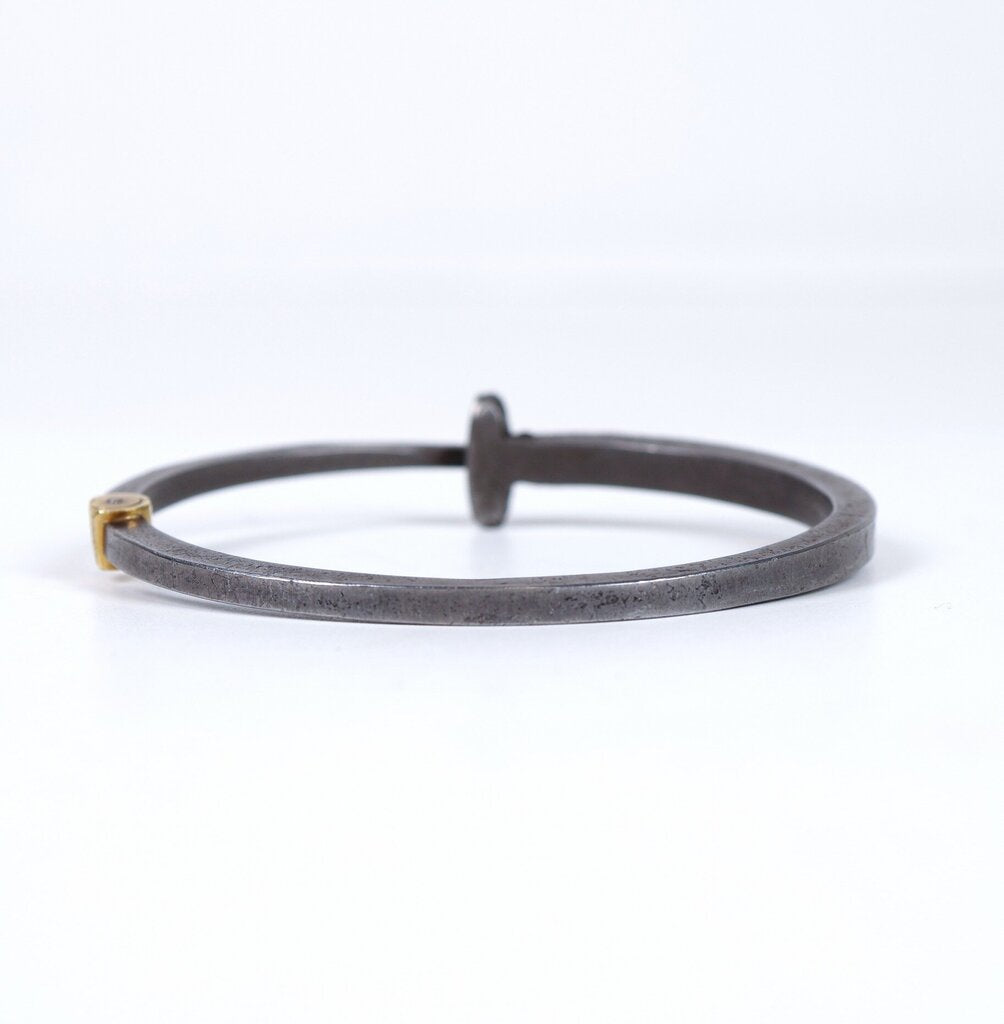 Iron Diamond and Gold Plain Nail Bracelet