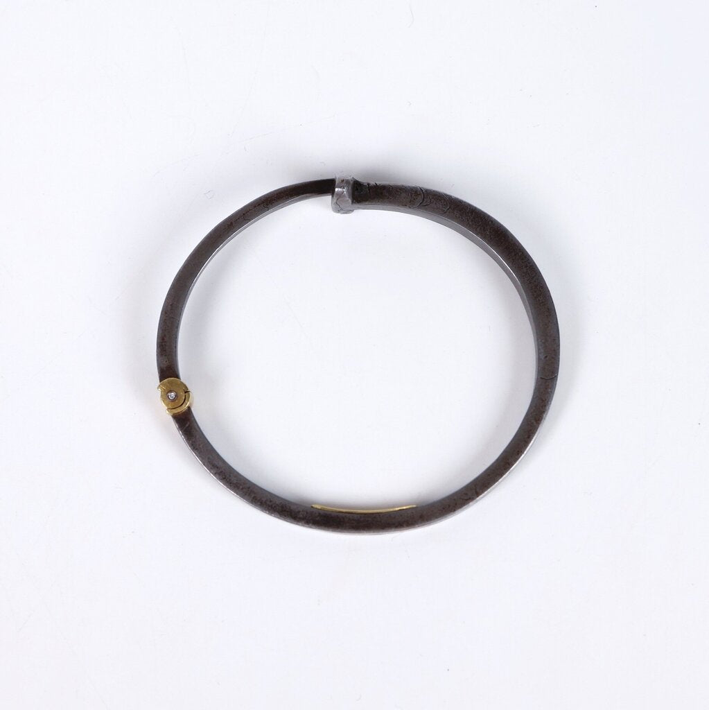 Iron Diamond and Gold Plain Nail Bracelet