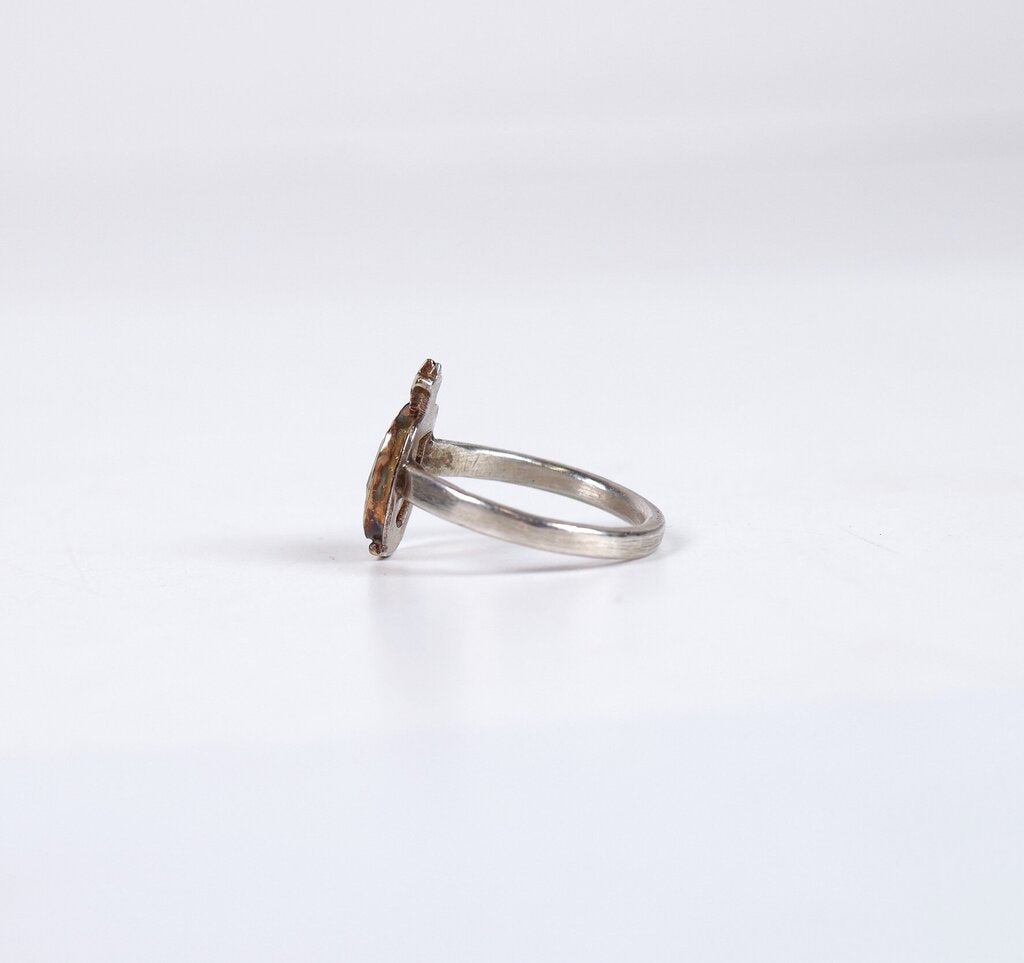 Silver Rose Quartz and 14K Gold Ring (7)