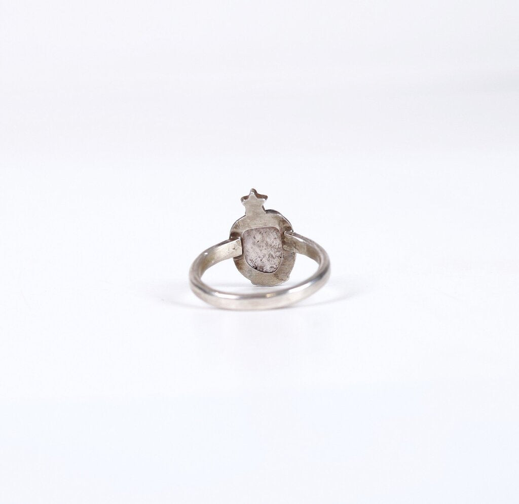 Silver Rose Quartz and 14K Gold Ring (7)