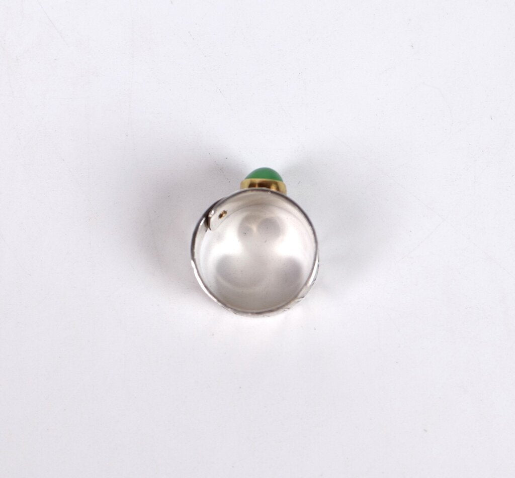 Silver and Green Onyx Bypass Ring (6.5)