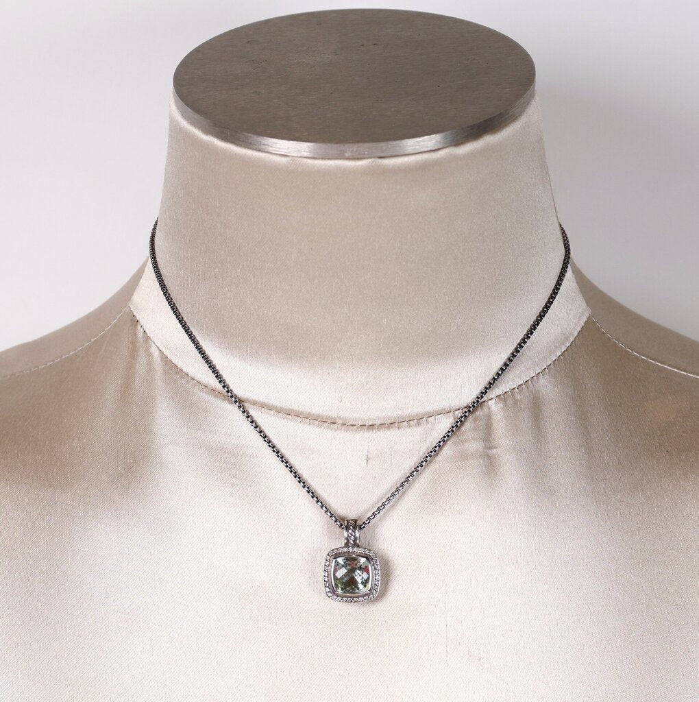 Sterling Diamond and Prasiolite 'Albion' Pendant