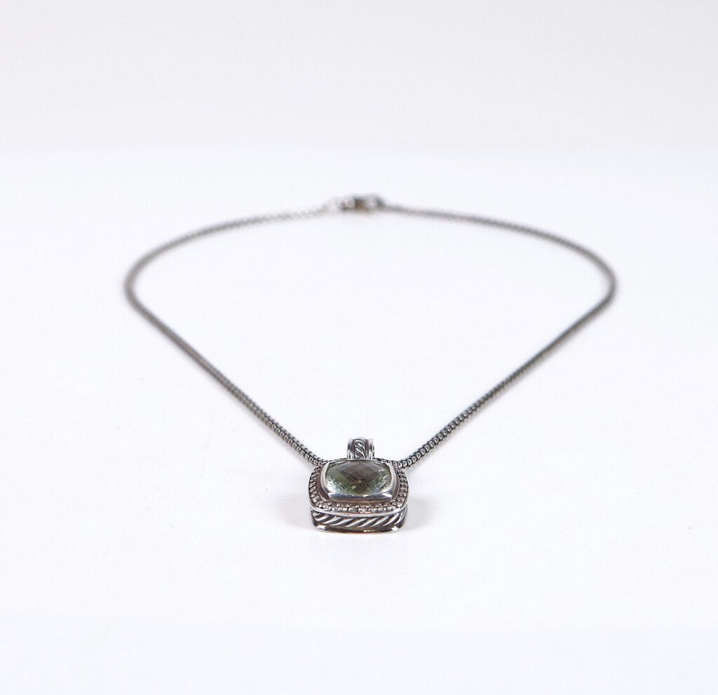 Sterling Diamond and Prasiolite 'Albion' Pendant