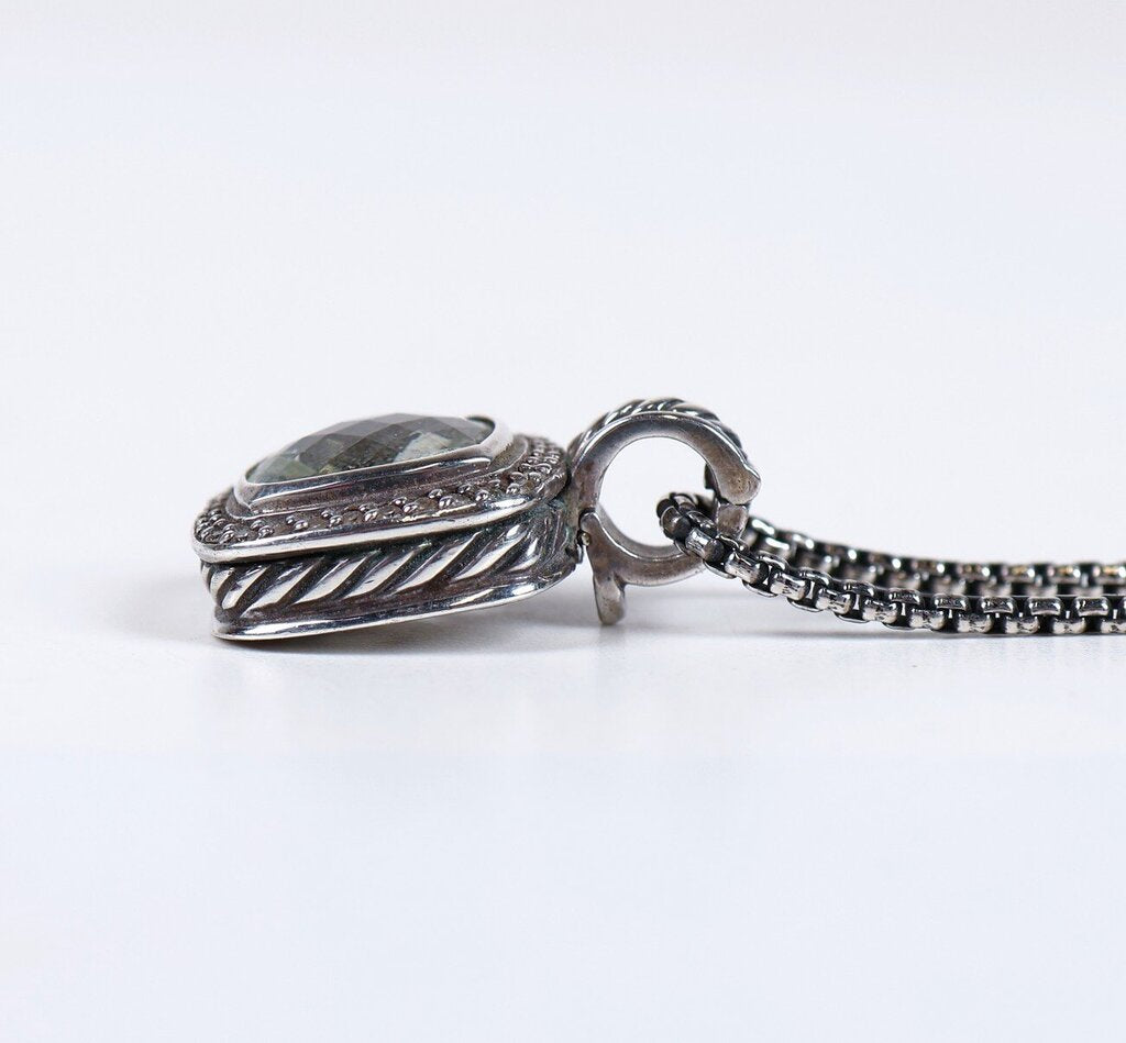 Sterling Diamond and Prasiolite 'Albion' Pendant