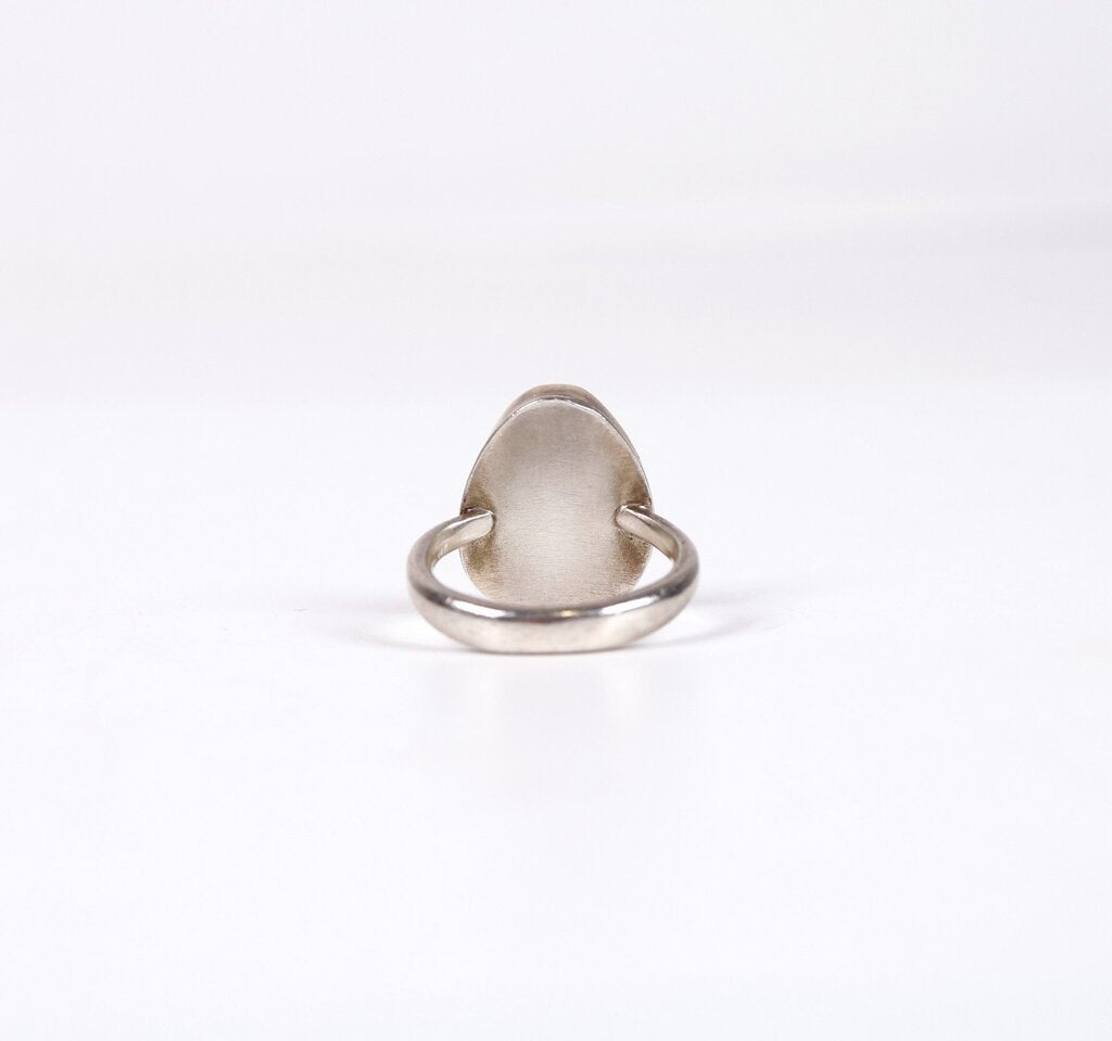 Sterling 14K and Moss Aquamarine Ring (7.25)