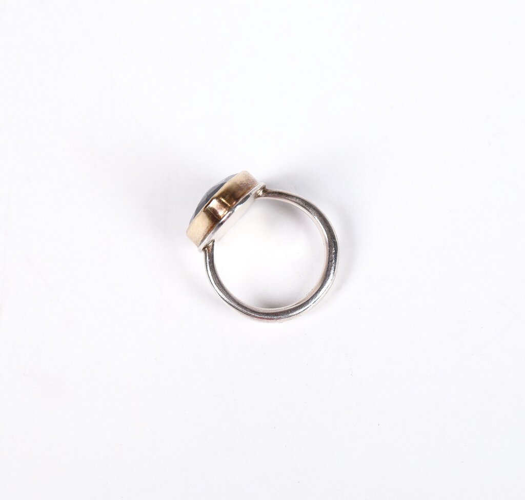 Sterling 14K and Moss Aquamarine Ring (7.25)