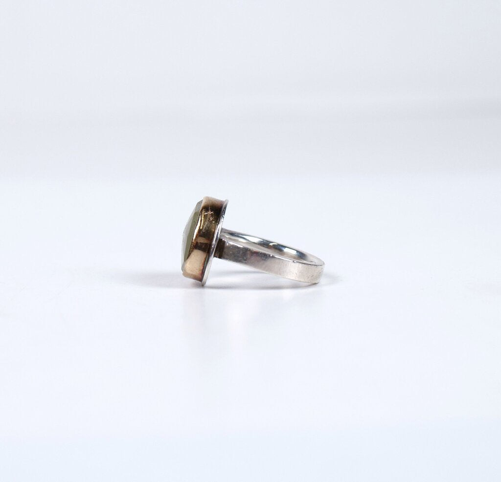 Sterling 14K and Linen Sapphire Ring (6.5)