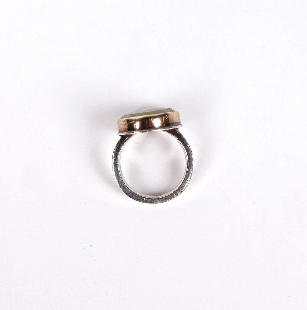 Sterling 14K and Linen Sapphire Ring (6.5)