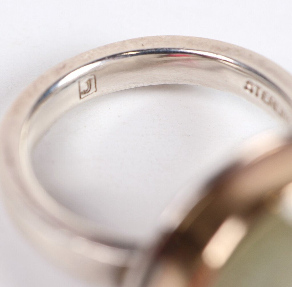 Sterling 14K and Linen Sapphire Ring (6.5)