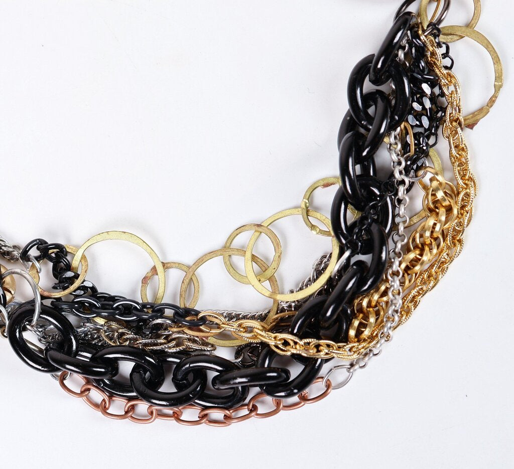 Mixed Metals Multi Strand Resin Flower Necklace