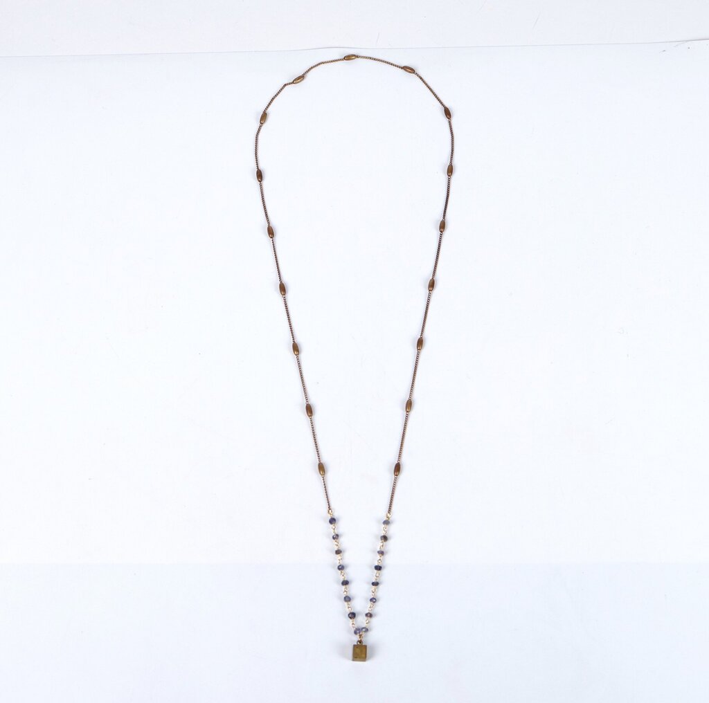 Brass Beaded Chain with Iolite Beaded Links