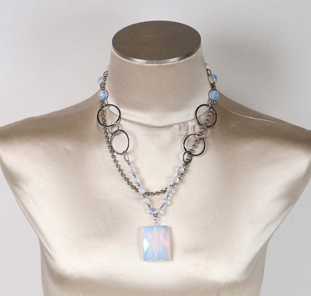 Opalite Pendant on Stainless Ball Chain