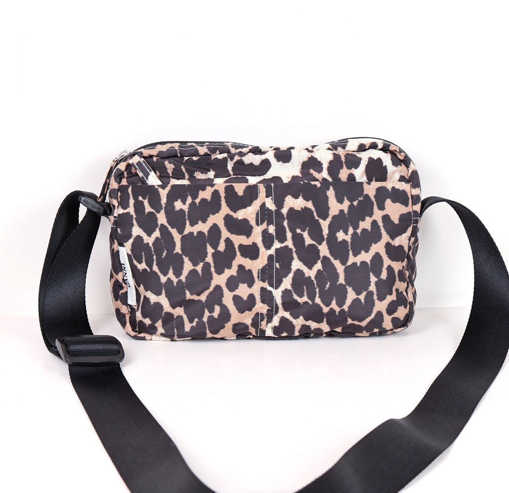 Cheetah print nylon camera bag