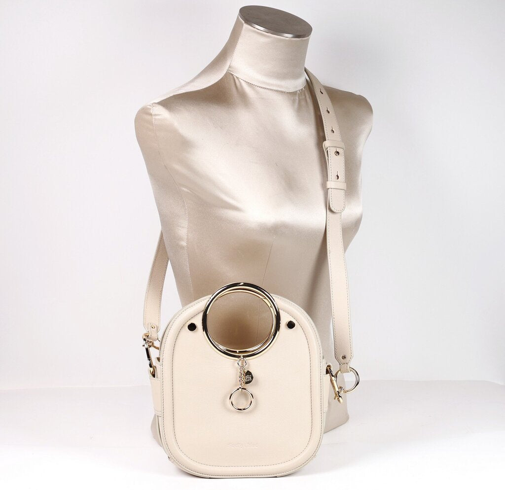 Cement Beige 'Mara' Small Leather Tote