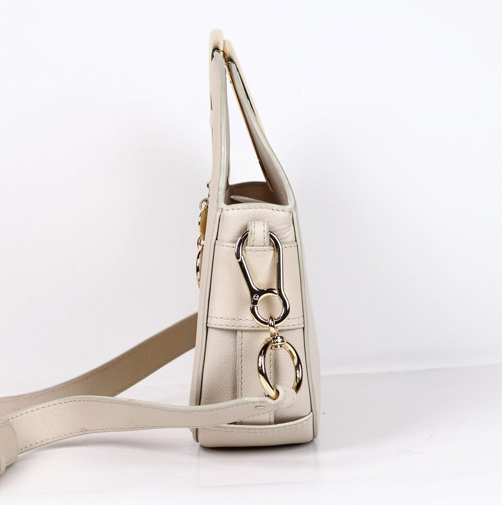 Cement Beige 'Mara' Small Leather Tote
