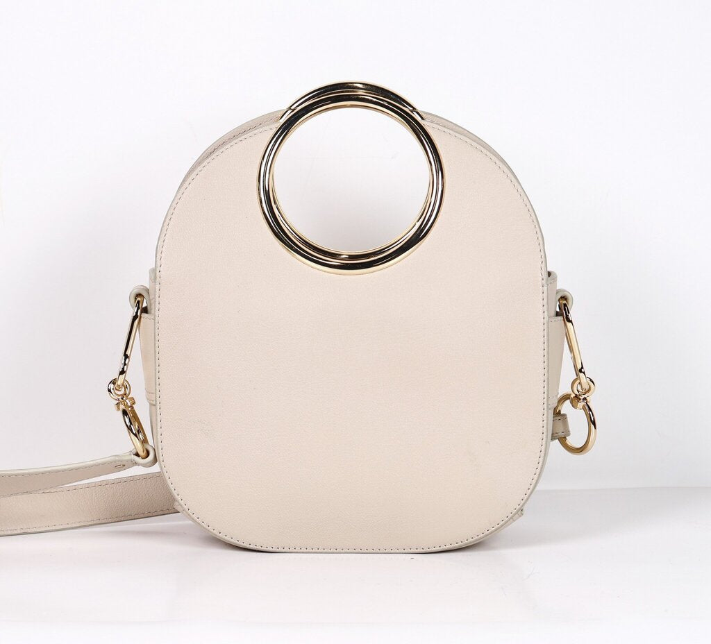 Cement Beige 'Mara' Small Leather Tote