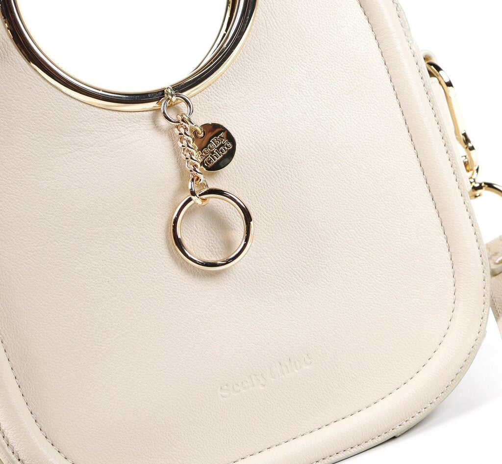 Cement Beige 'Mara' Small Leather Tote