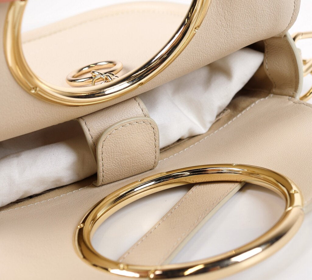 Cement Beige 'Mara' Small Leather Tote