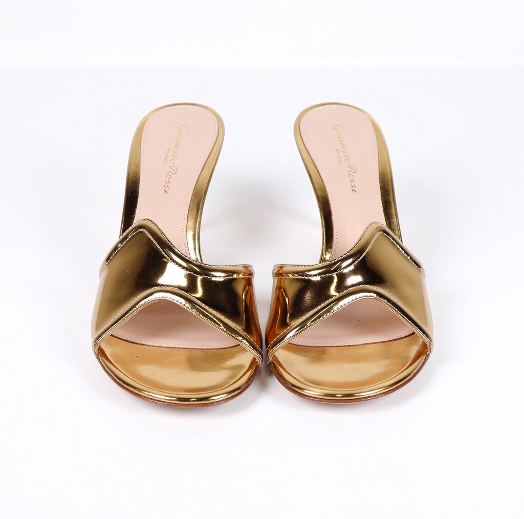 Metallic Gold Leather Kitten Heel Mules (37.5/6.5)