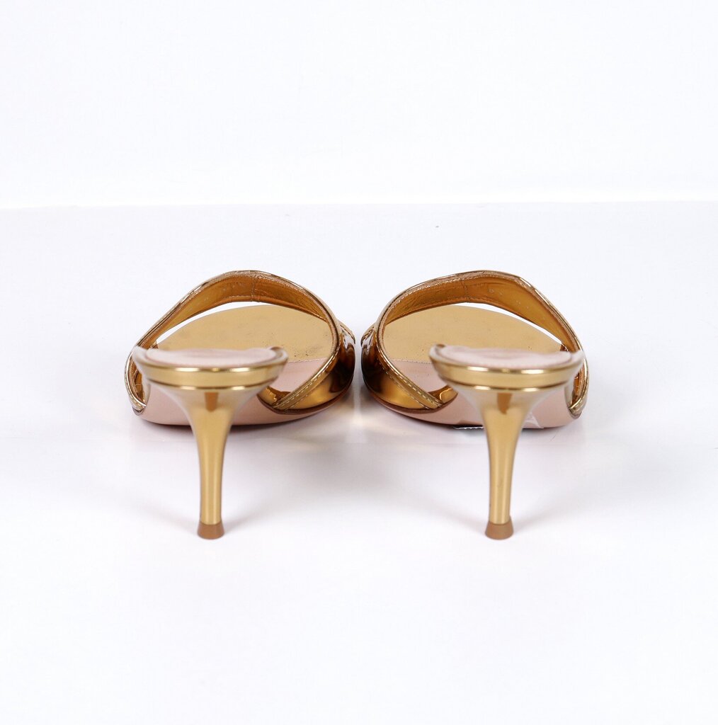 Metallic Gold Leather Kitten Heel Mules (37.5/6.5)