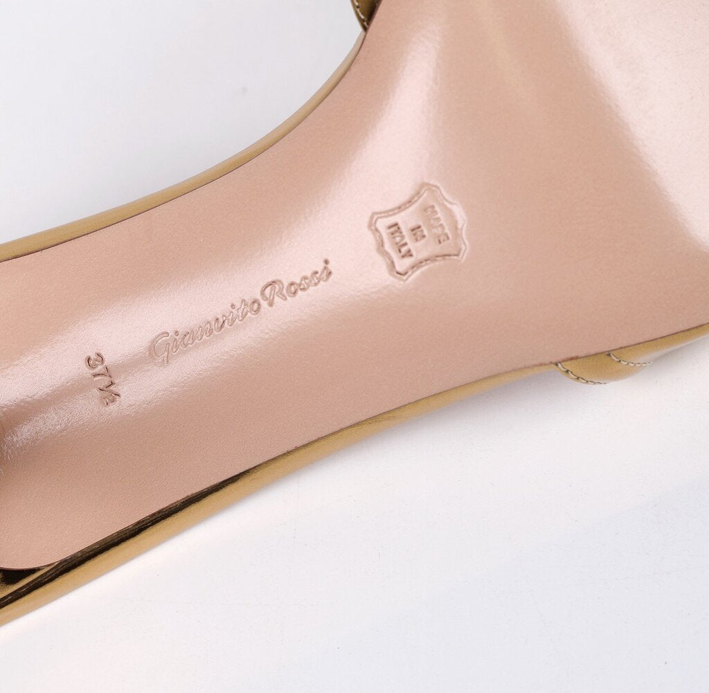 Metallic Gold Leather Kitten Heel Mules (37.5/6.5)