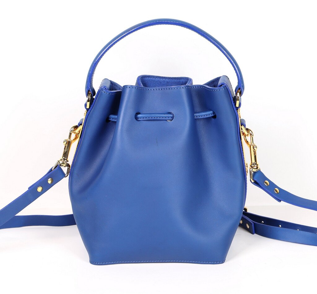 Cobalt Blue Leather and Gemstones Bag