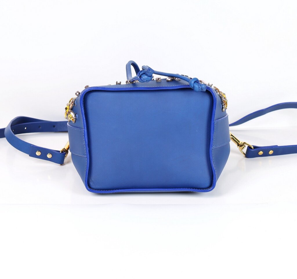 Cobalt Blue Leather and Gemstones Bag