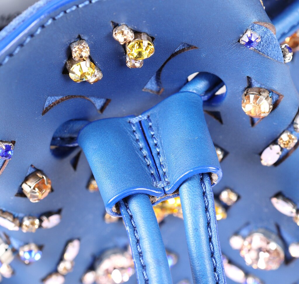 Cobalt Blue Leather and Gemstones Bag