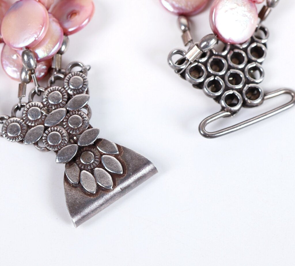Sterling and Coin Pearl Bracelet