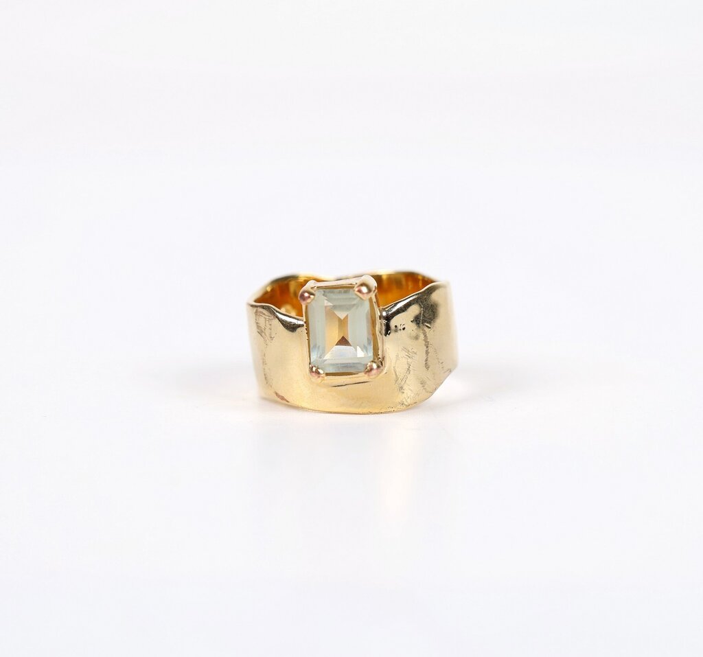 14K GP 'Wade' Ring with Green Amethyst (5.5)