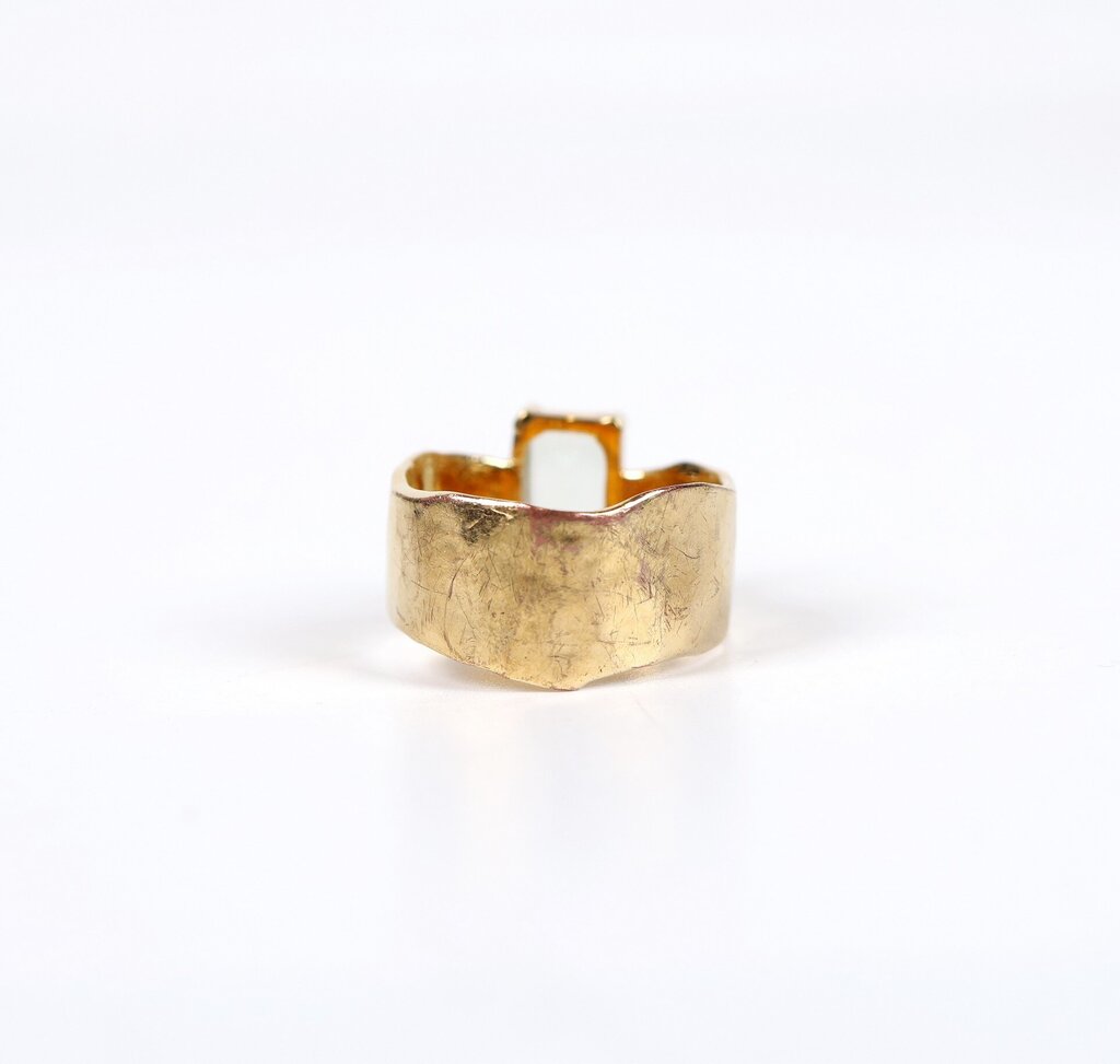 14K GP 'Wade' Ring with Green Amethyst (5.5)