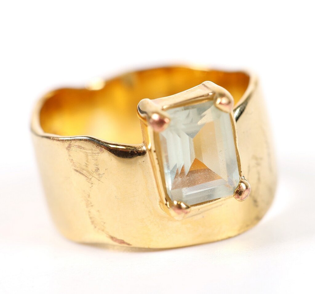 14K GP 'Wade' Ring with Green Amethyst (5.5)