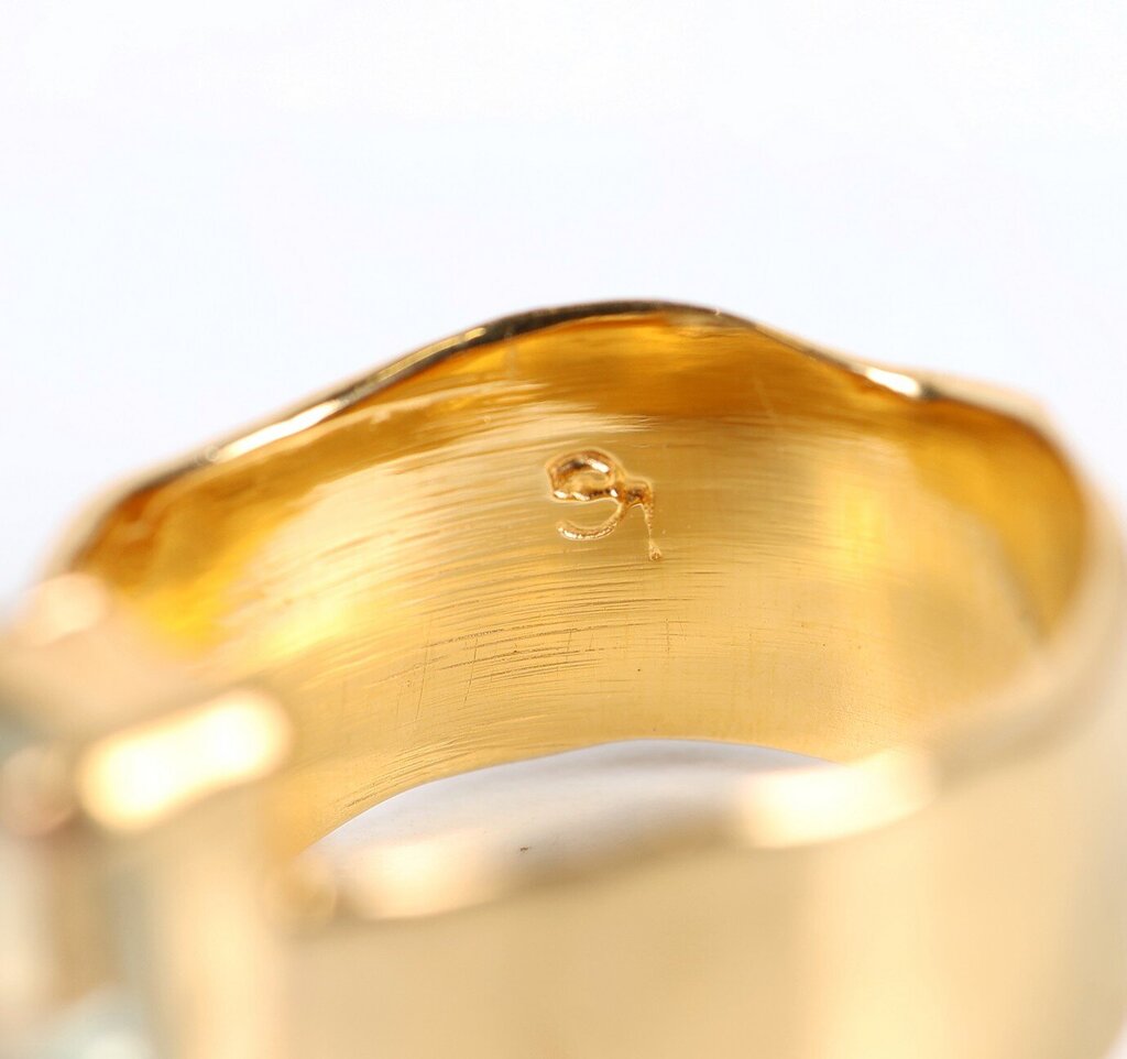 14K GP 'Wade' Ring with Green Amethyst (5.5)