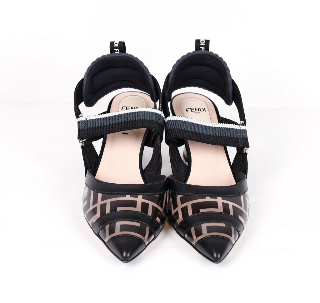 Black Monogram Fun Pointed Heels (37/7)