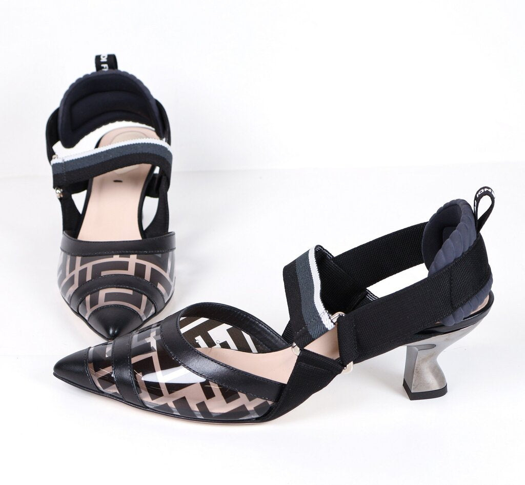 Black Monogram Fun Pointed Heels (37/7)