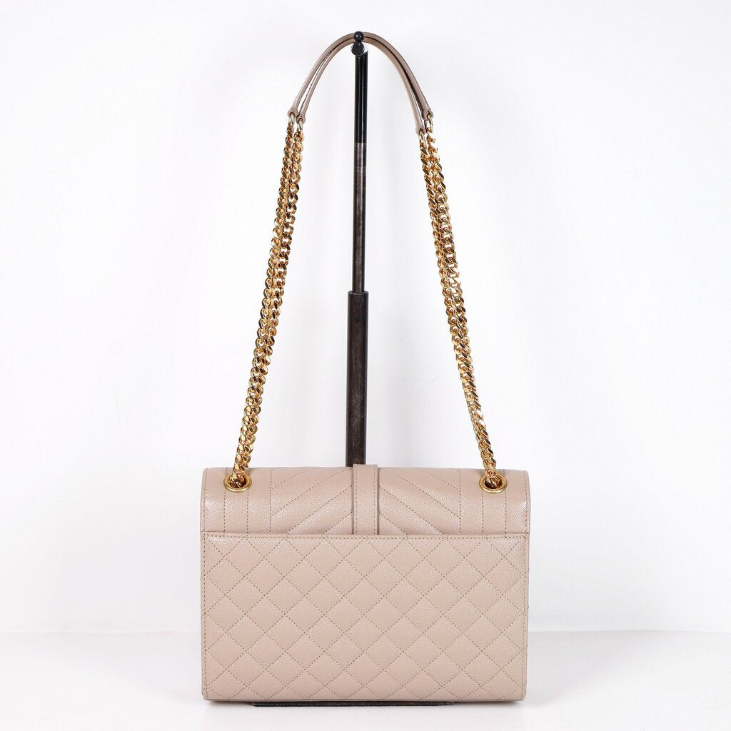 Dark Beige Quilted Envelope Shoulder Bag