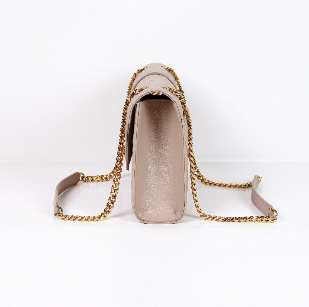 Dark Beige Quilted Envelope Shoulder Bag