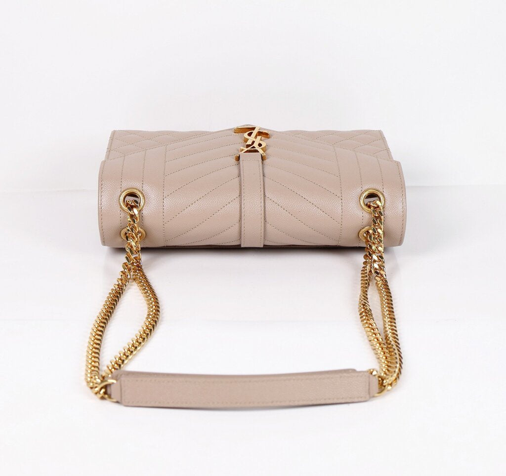 Dark Beige Quilted Envelope Shoulder Bag